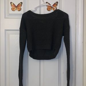 GREY SWEATER CROP TOP